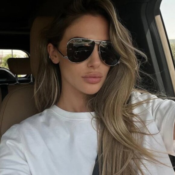 Saint Laurent SL690DUST 002 Aviator Sunglasses - Silver/Grey - Picture 2 of 11